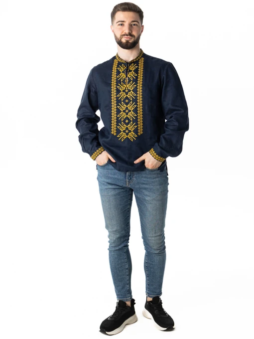 Вишиванки Folk Moda модель fm2150-temno-sinj Фото