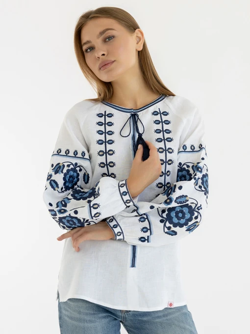 Лляна Жіноча Вишита сорочка Folk Moda фото 2