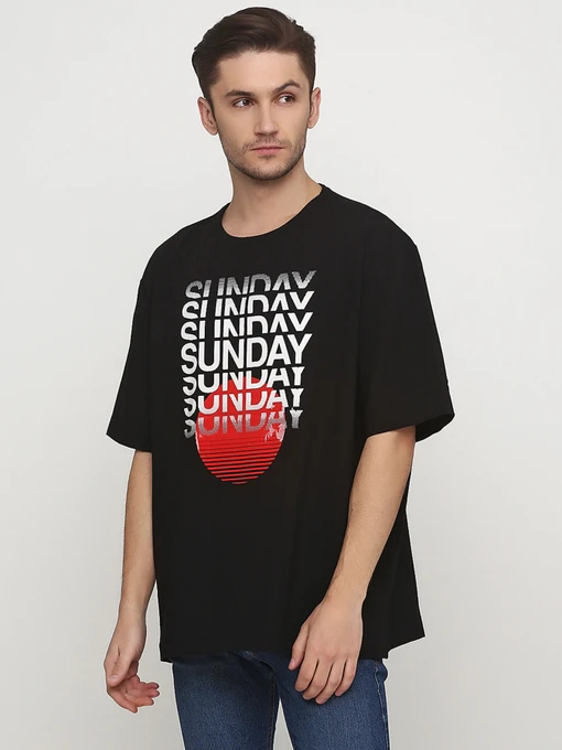 Футболки и поло H&M модель 6567099RP2_черный с принтом Фото