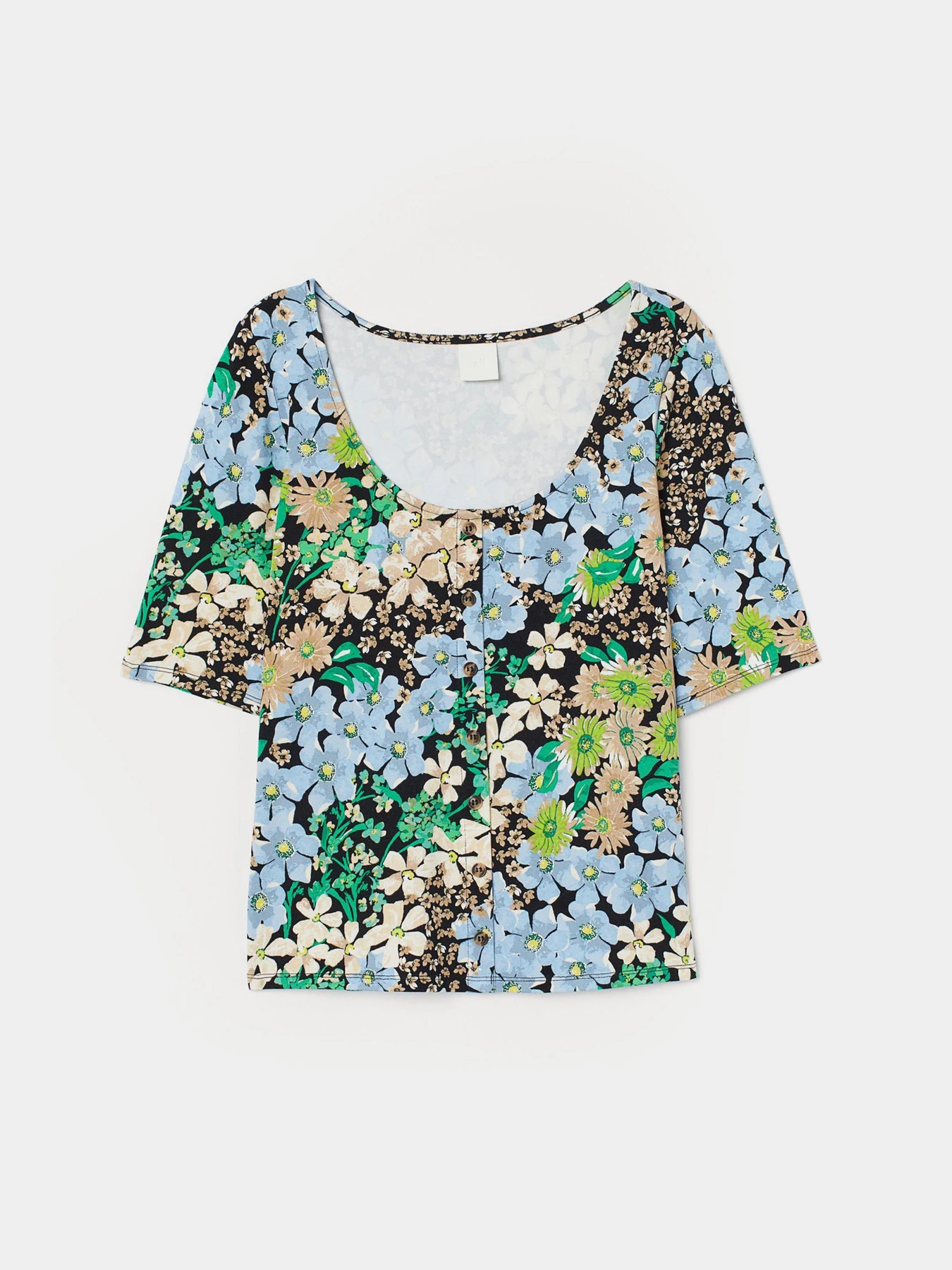 Футболки и поло H&M модель 8323591sm_комбинированный цветы Фото