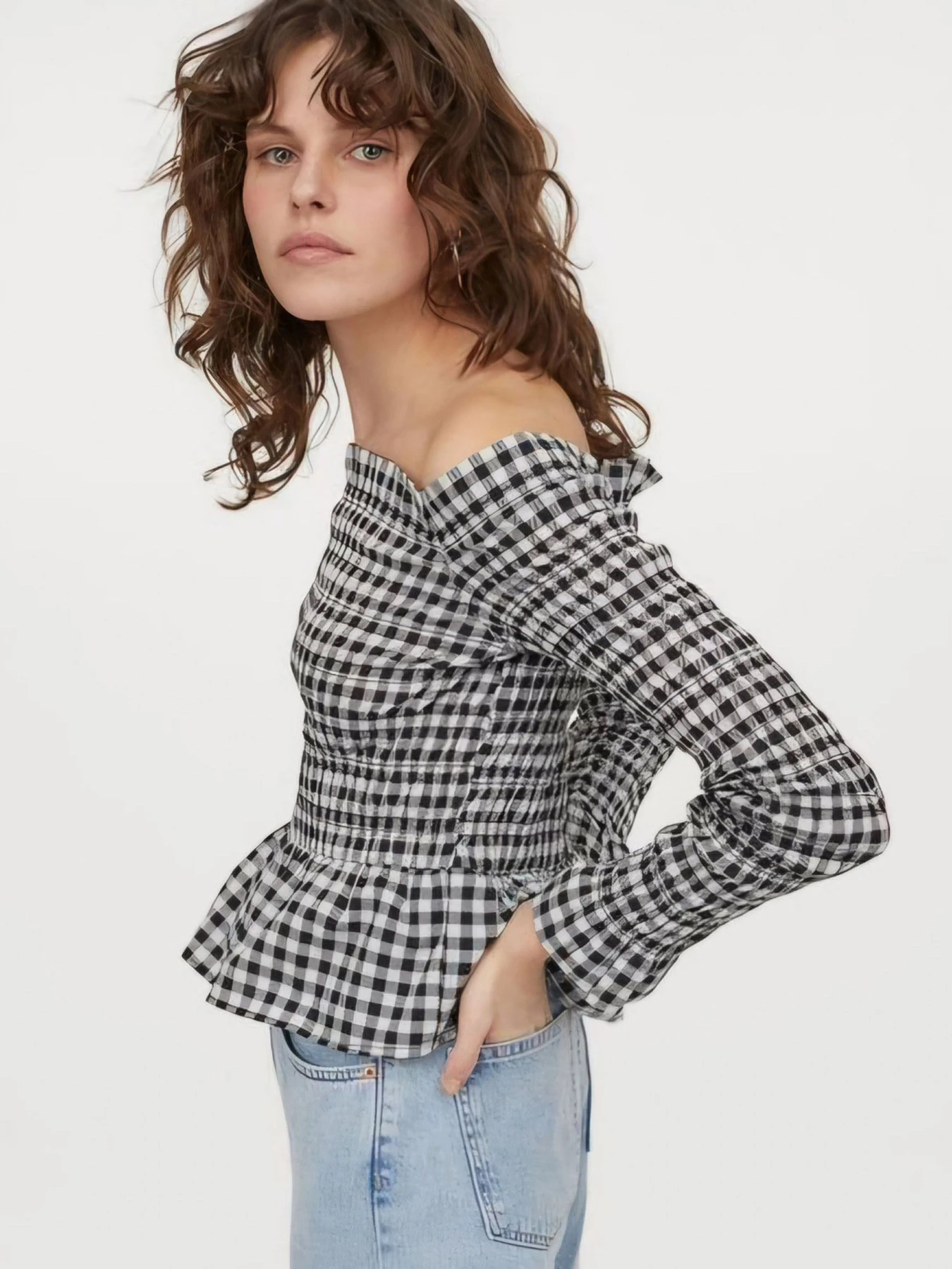 Рубашки H&M модель 9481243wer_Черно-белый Фото