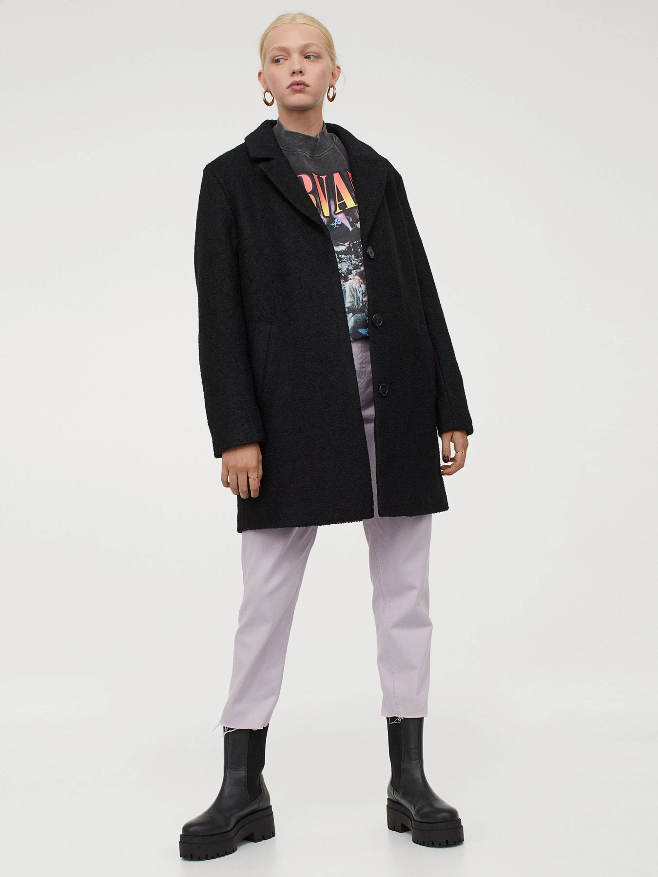 Пальто и плащи H&M модель 7402100wt_Черный Фото