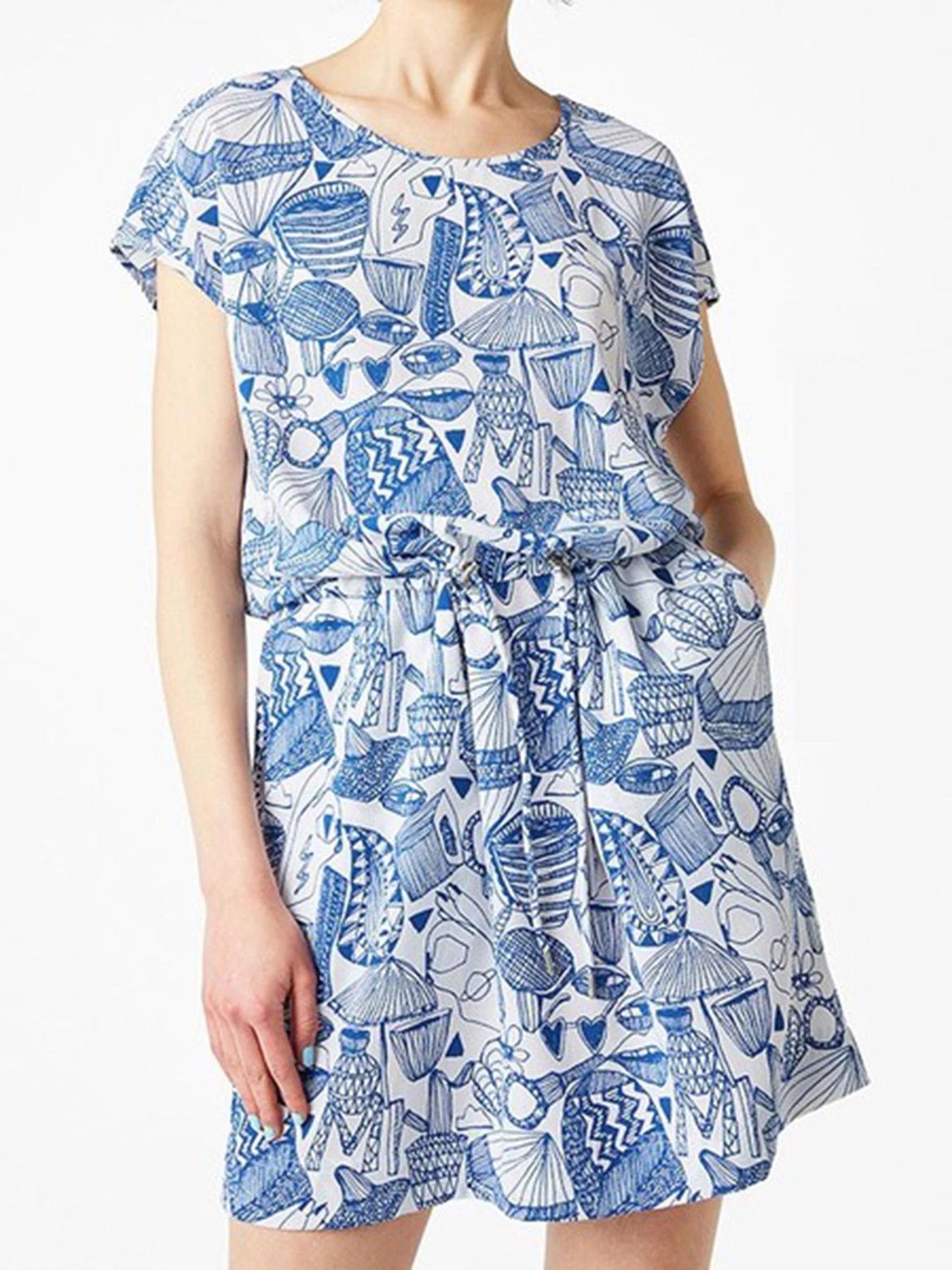Платья Monki модель 5064436RP7_белый синий узор Фото