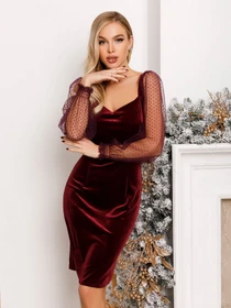 Платья ISSA Plus модель SA-361_burgundy Фото
