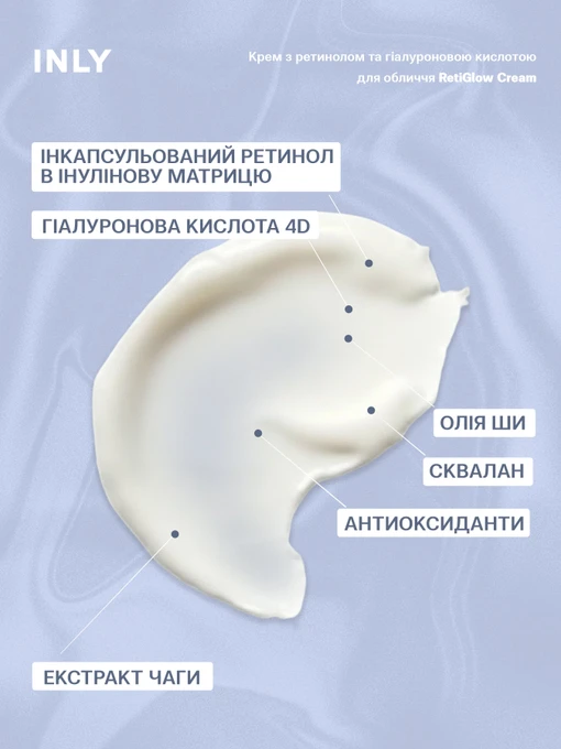 RetiGlow Cream Крем для обличчя з інкапсульованим ретинолом та гіалуроновою кислотою RetiGlow Cream, 50 мл INLY фото 3