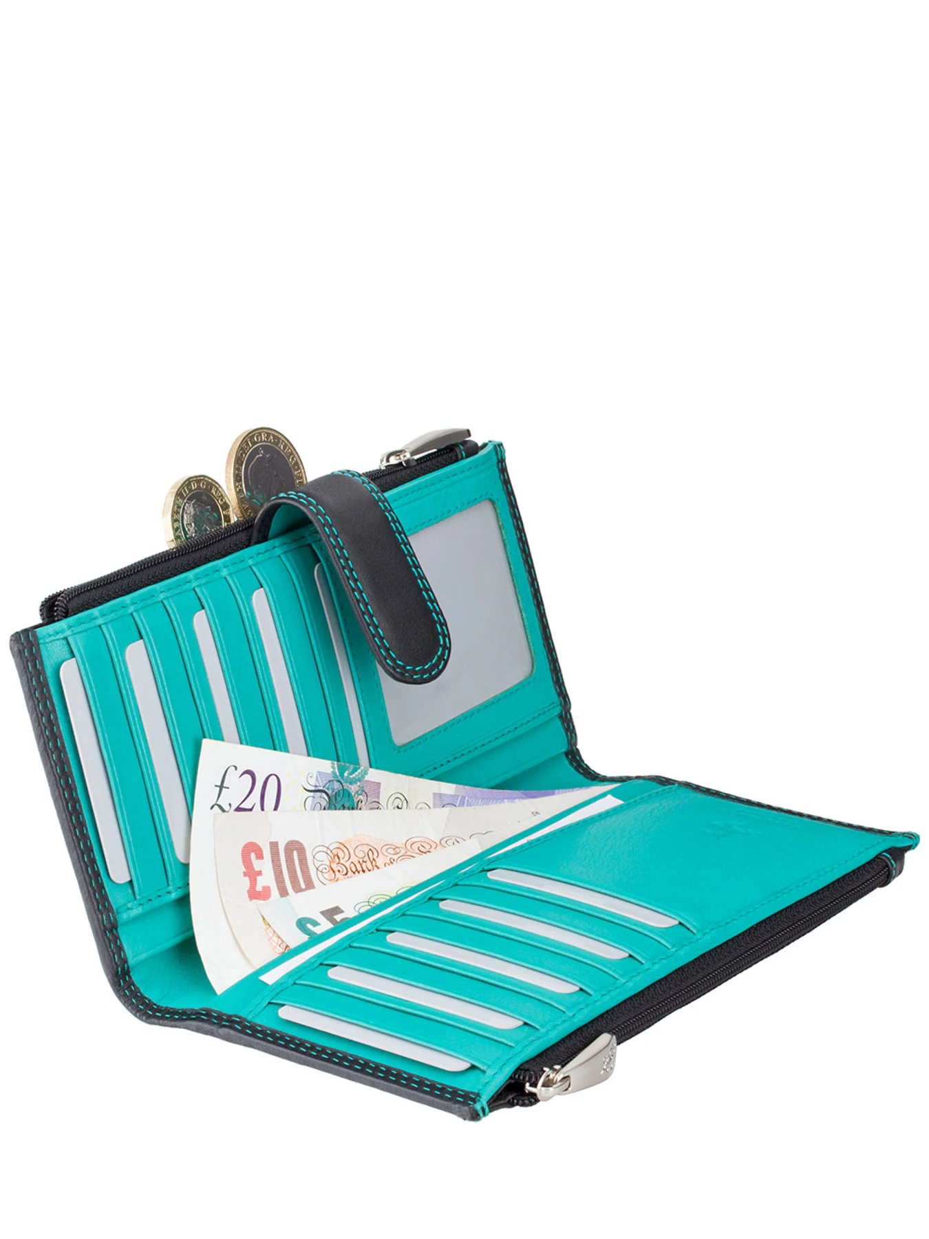 Кошельки Visconti модель CD23 BLK/AQUA Фото