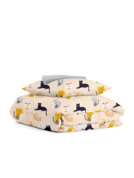 Дитяча постільна білизна в ліжечко CATS Cosas модель CatsMilkRose_52Grey_140 Фото