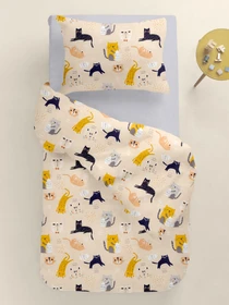 Дитяча постільна білизна в ліжечко CATS Cosas модель CatsMilkRose_52Grey_140 Фото