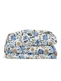 Детское постельное белье в кроватку CALIFORNIA FLOWERS Cosas модель FlowersWashBlueWhite_104Ashmint_140 Фото
