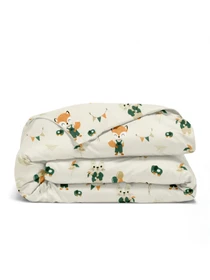 Дитяча постільна білизна в ліжечко FOX Cosas модель FoxRabbitBeige_CellGreyWhite_140 Фото