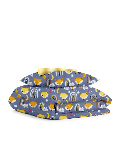 Детское постельное белье в кроватку FOX Cosas модель FoxRainbowSteel_LineYellow_140 Фото