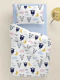 Детское постельное белье в кроватку SHEEPS Cosas модель SheepBlueSkyeyGrey_DropLightBlue_140 Фото