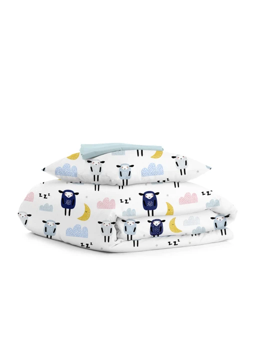 Дитяча постільна білизна в ліжечко SHEEPS Cosas модель SheepBlueSkyeyGrey_LightBlue58_140 Фото