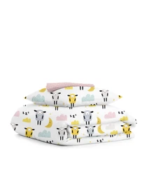 Дитяча постільна білизна в ліжечко SHEEPS Cosas модель SheepYellowGreyBeige_DropRose_140 Фото