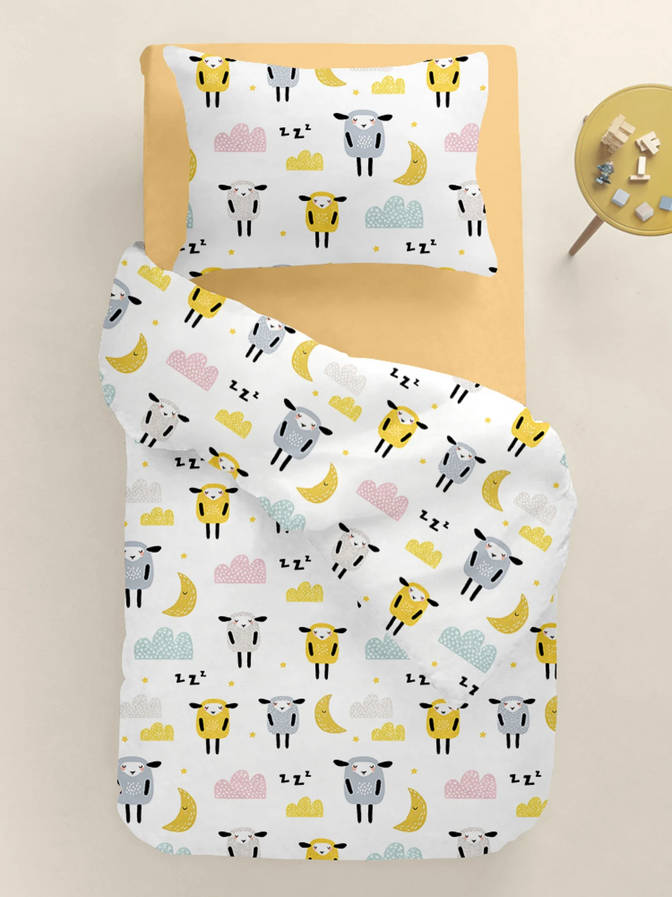 Дитяча постільна білизна в ліжечко SHEEPS Cosas модель SheepYellowGreyBeige_Honey11_140 Фото