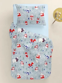 Детское постельное белье в кроватку ANIMALS Cosas модель AnimalsWinterGrey_LightBlue58_140 Фото