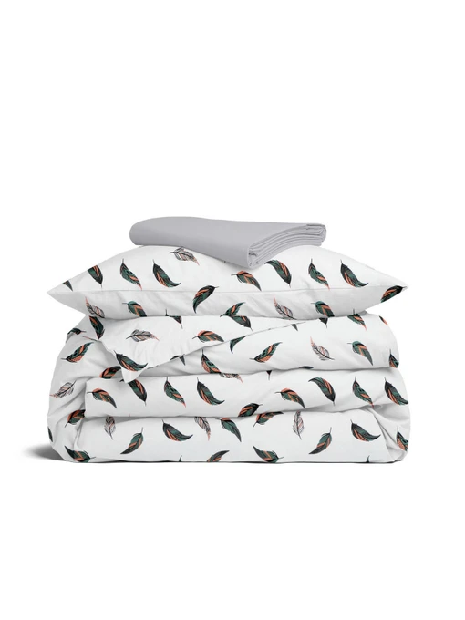 Дитяча постільна білизна в ліжечко FEATHER Cosas модель FeatherRedGrey_Grey52_140 Фото