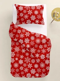 Дитяча постільна білизна в ліжечко WINTER Cosas модель SnowflakesWhiteRed_RoseLight30_140 Фото