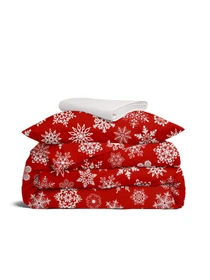 Детское постельное белье в кроватку WINTER Cosas модель SnowflakesWhiteRed_RoseLight30_140 Фото