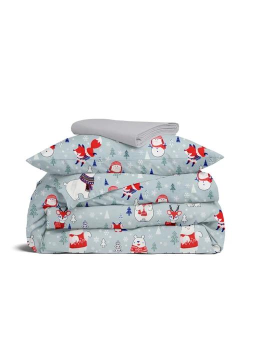 Детское постельное белье в кроватку WINTER ANIMALS Cosas модель AnimalsWinterGrey_52Grey_140 Фото