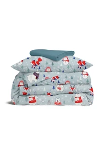 Детское постельное белье в кроватку WINTER ANIMALS Cosas модель AnimalsWinterGrey_68Sky_140 Фото