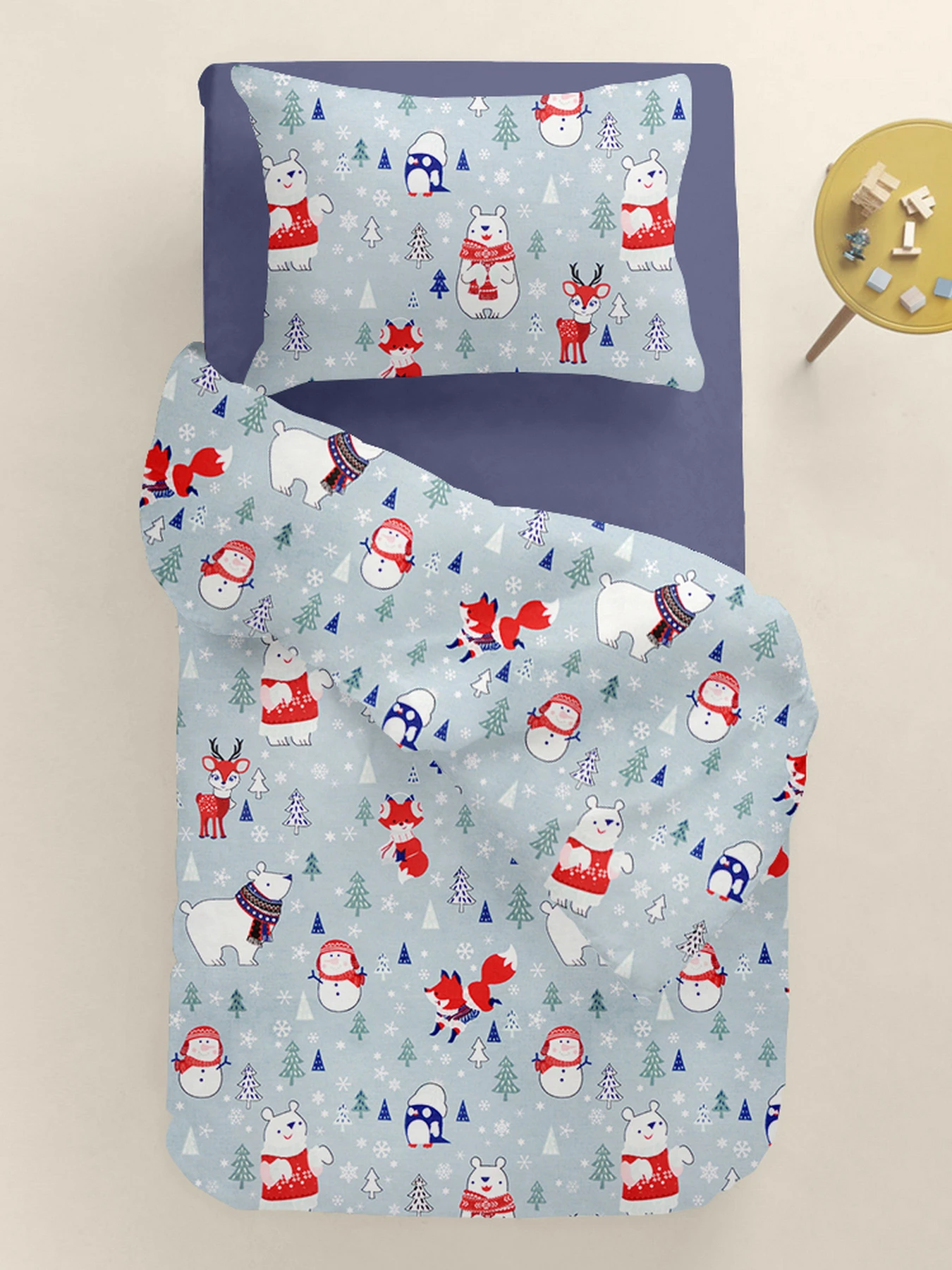 Детское постельное белье в кроватку WINTER ANIMALS Cosas модель AnimalsWinterGrey_87DarkBlue_140 Детское постельное белье в кроватку WINTER ANIMALS Cosas модель AnimalsWinterGrey_87DarkBlue_140 Фото