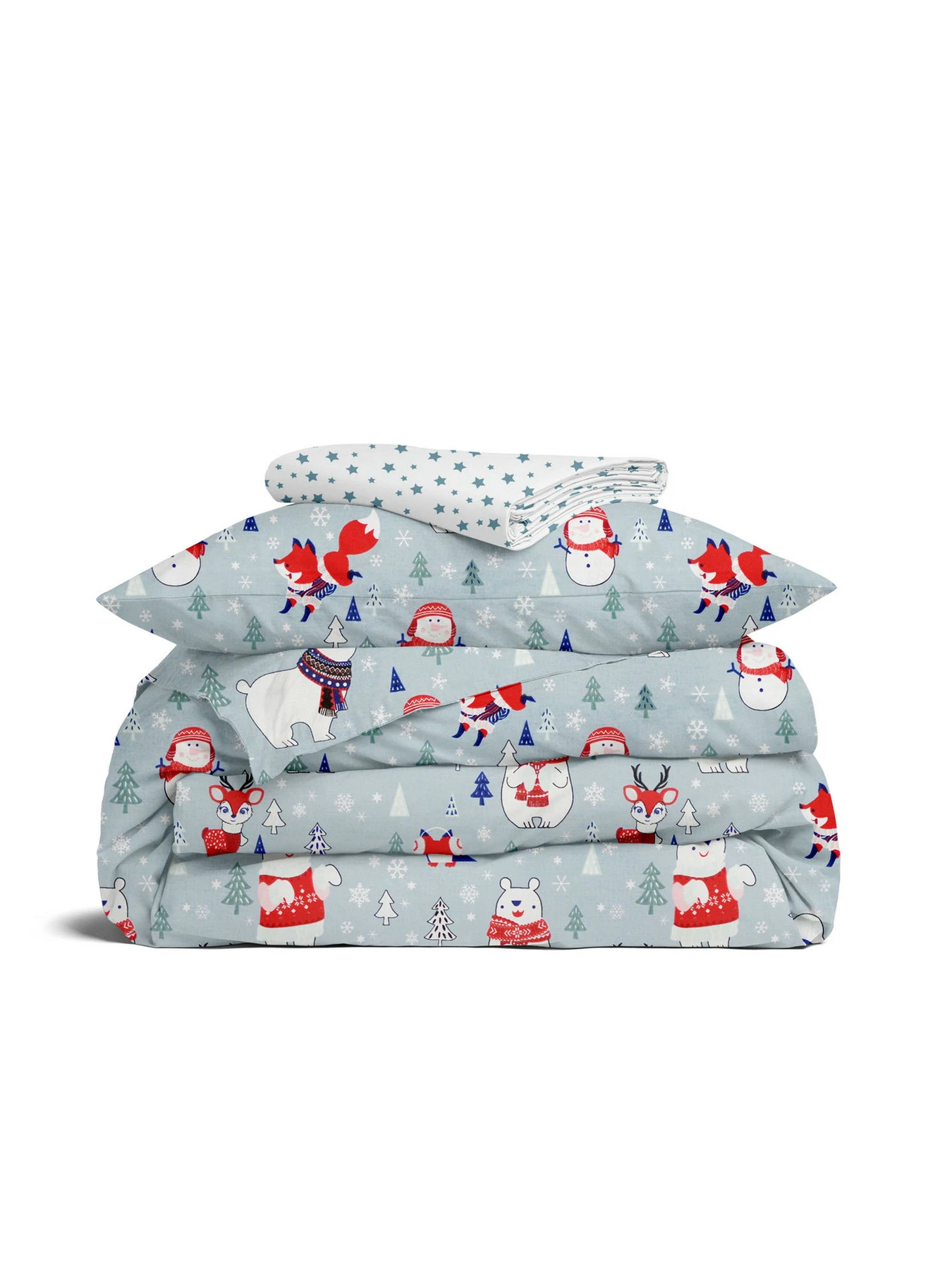 Детское постельное белье в кроватку WINTER ANIMALS Cosas модель AnimalsWinterGrey_StarLBlueWhite_140 Детское постельное белье в кроватку WINTER ANIMALS Cosas модель AnimalsWinterGrey_StarLBlueWhite_140 Фото