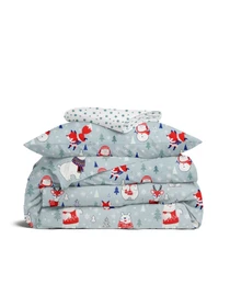 Детское постельное белье в кроватку WINTER ANIMALS Cosas модель AnimalsWinterGrey_StarLBlueWhite_140 Фото