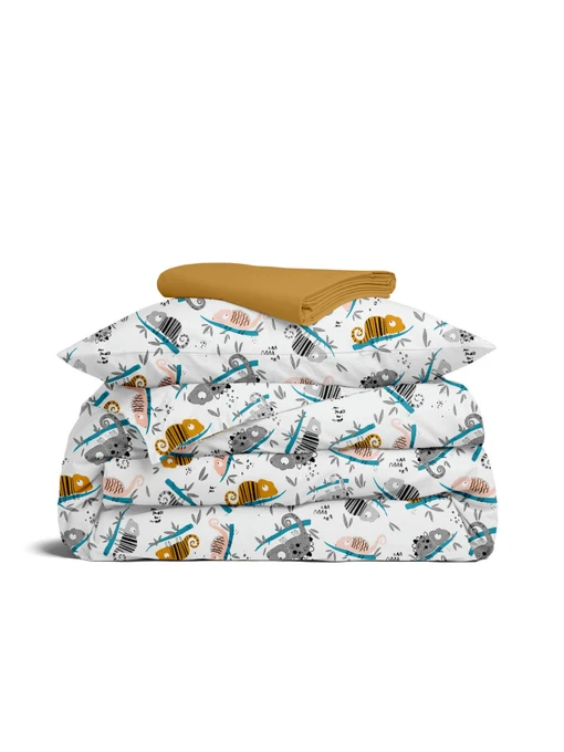 Дитяча постільна білизна в ліжечко CHAMELEON Cosas модель ChameleonGreyBrown_16Mustard_140 Фото