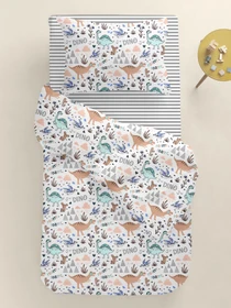 Дитяча постільна білизна в ліжечко DINO Cosas модель DinoCactusBeigeMint_LineGrey_140 Фото