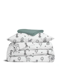 Детское постельное белье в кроватку WILD ANIMALS Cosas модель AnimalsWildGreyWhite_104Ashmint_140 Фото