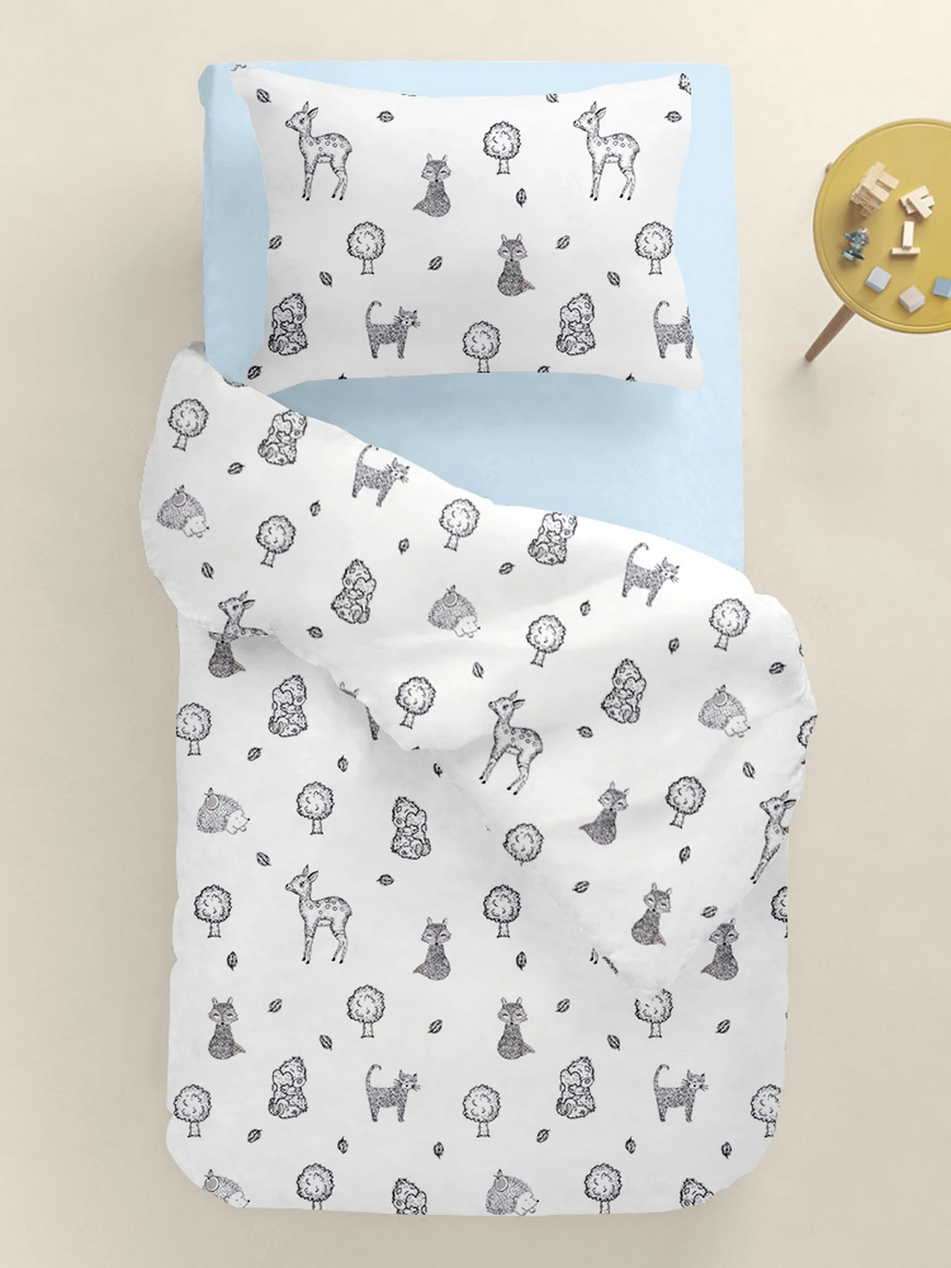 Детское постельное белье в кроватку WILD ANIMALS Cosas модель AnimalsWildGreyWhite_58LBlue_140 Детское постельное белье в кроватку WILD ANIMALS Cosas модель AnimalsWildGreyWhite_58LBlue_140 Фото
