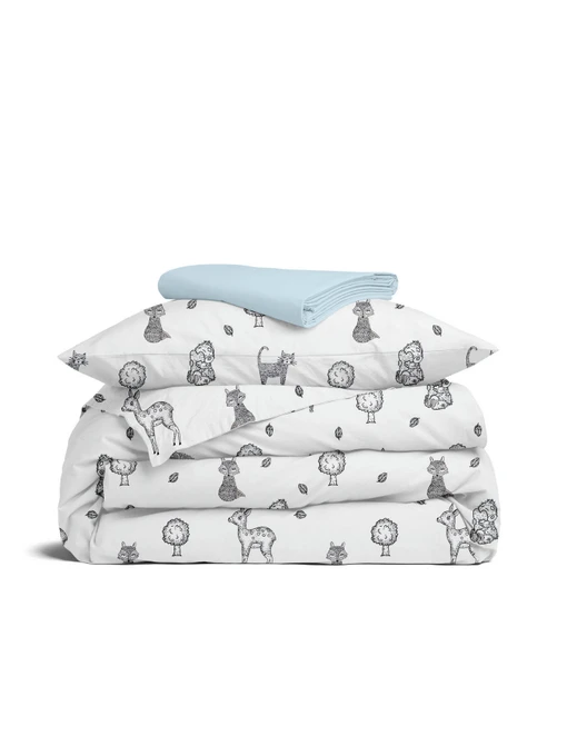 Детское постельное белье в кроватку WILD ANIMALS Cosas модель AnimalsWildGreyWhite_58LBlue_140 Фото