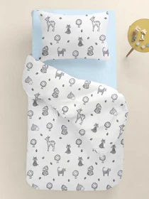Детское постельное белье в кроватку WILD ANIMALS Cosas модель AnimalsWildGreyWhite_58LBlue_140 Фото