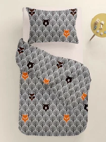 Детское постельное белье в кроватку WOOD ANIMALS Cosas модель BearsWoodGrey_98Cappuccino_140 Фото
