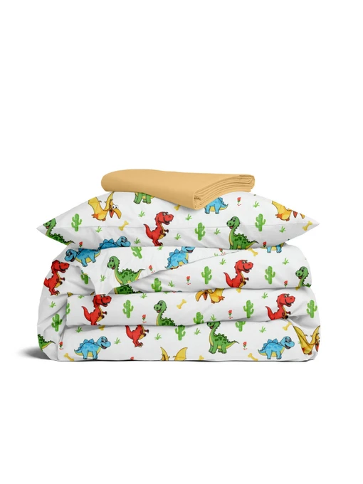 Дитяча постільна білизна в ліжечко COLORFUL DINO Cosas модель DinoBabyColor_11Honey_140 Фото