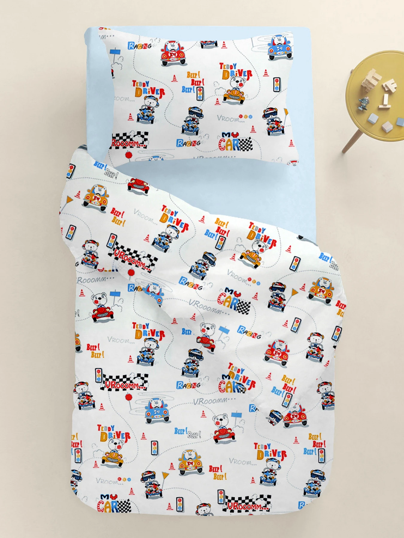 Дитяча постільна білизна в ліжечко TEDDY DRIVER Cosas модель TeddyDrivepColor_58LBlue_140 Дитяча постільна білизна в ліжечко TEDDY DRIVER Cosas модель TeddyDrivepColor_58LBlue_140 Фото