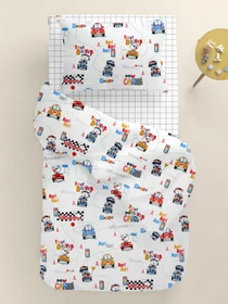 Детское постельное белье в кроватку TEDDY DRIVER Cosas модель TeddyDrivepColor_CellGreyWhite_140 Фото