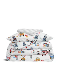 Детское постельное белье в кроватку TEDDY DRIVER Cosas модель TeddyDrivepColor_CellGreyWhite_140 Фото