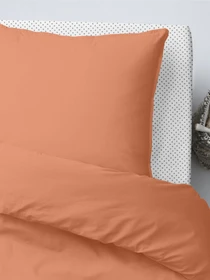Дитяча постільна білизна в ліжечко AMBER Cosas модель Ranfors_Terrakot_DotsGrey_140 Фото