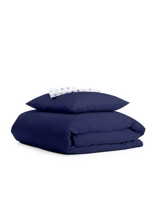 Детское постельное белье в кроватку BLUE NIGHTFALL Cosas модель Ranfors_Blue_StarsGreyBlue_140 Фото