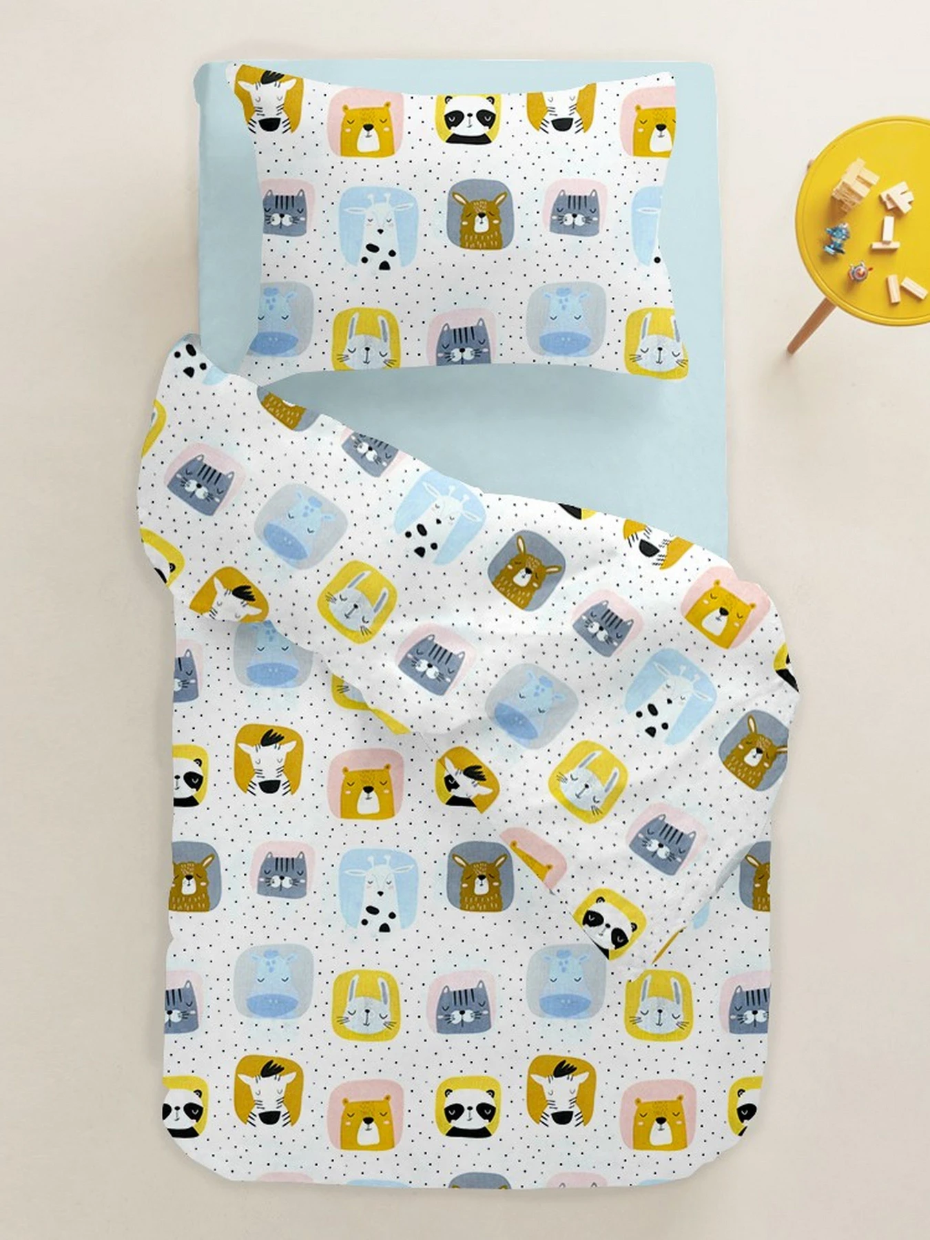 Детское постельное белье в кроватку COLOR ANIMALS Cosas модель AnimalsColor_LightBlue_140 Детское постельное белье в кроватку COLOR ANIMALS Cosas модель AnimalsColor_LightBlue_140 Фото