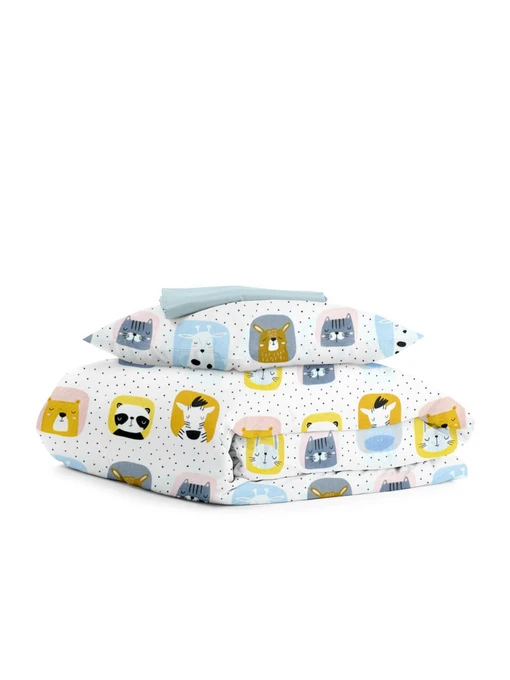 Детское постельное белье в кроватку COLOR ANIMALS Cosas модель AnimalsColor_LightBlue_140 Фото