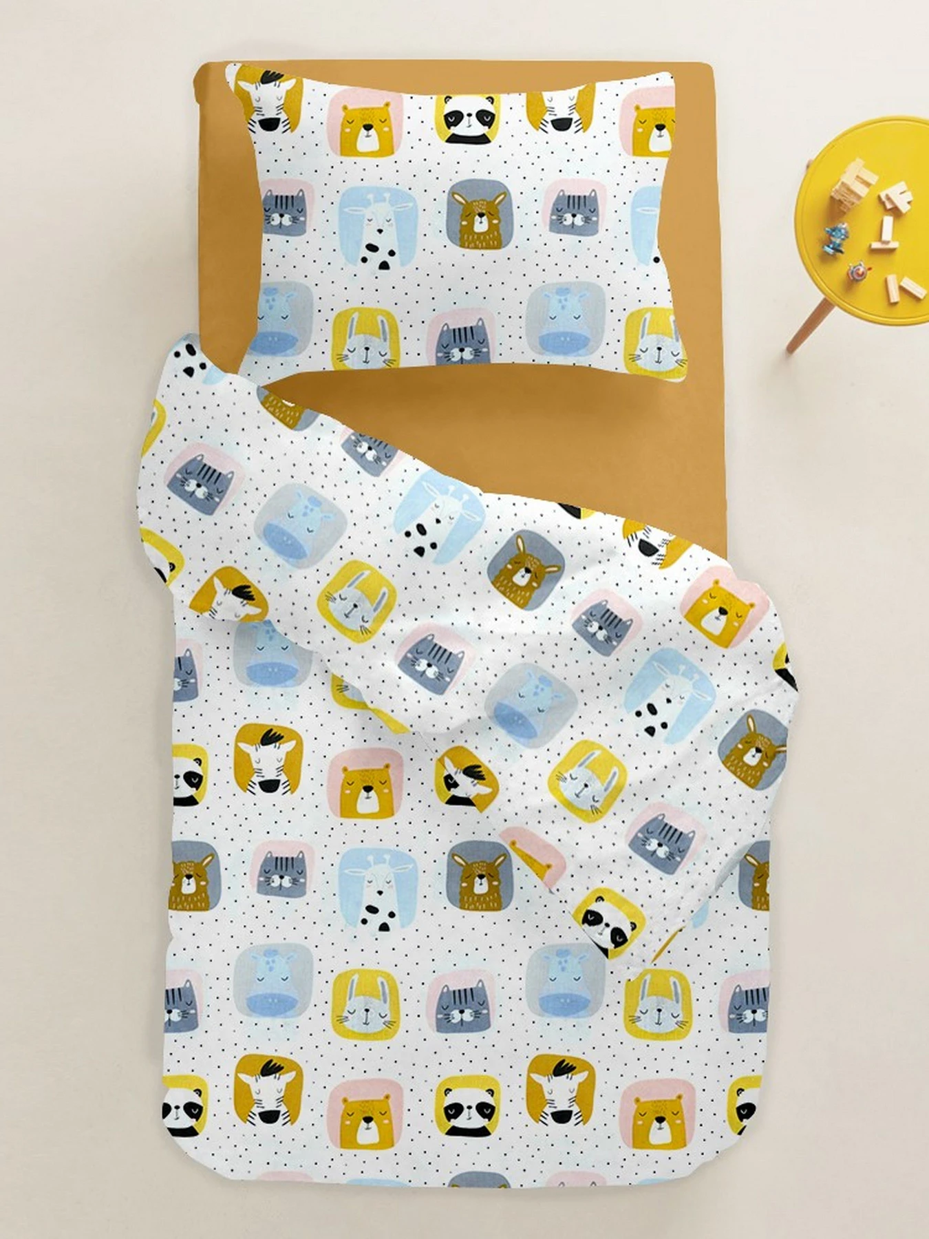 Детское постельное белье в кроватку COLOR ANIMALS Cosas модель AnimalsColor_Mustard_140 Фото