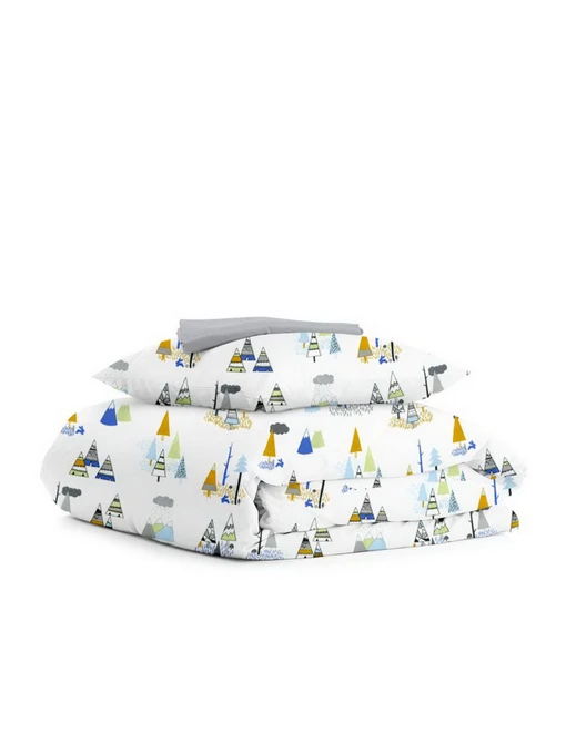 Детское постельное белье в кроватку FOREST WIGWAM Cosas модель WigwamForest_Grey_140 Фото