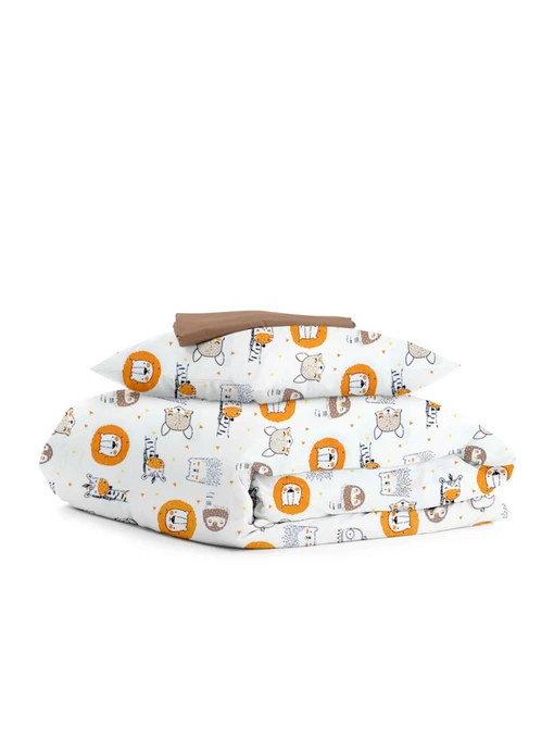 Детское постельное белье в кроватку LEO & GIRAFFE Cosas модель LeoGiraffeFox_Brown_140 Фото