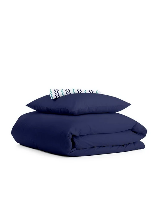 Детское постельное белье в кроватку NIGHTFALL Cosas модель Ranfors_Blue_ZigMarine_140 Фото