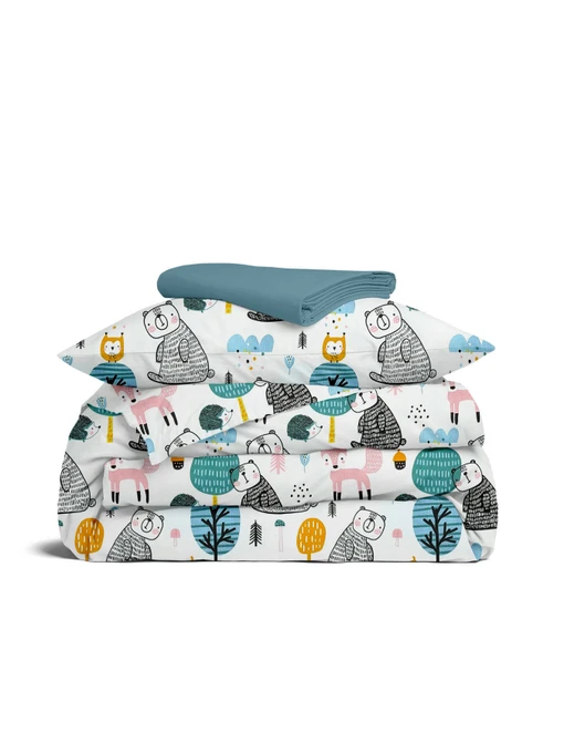 Детское постельное белье в кроватку SKY FOREST ANIMALS Cosas модель AnimalsForest_El80-Sky_140 Фото