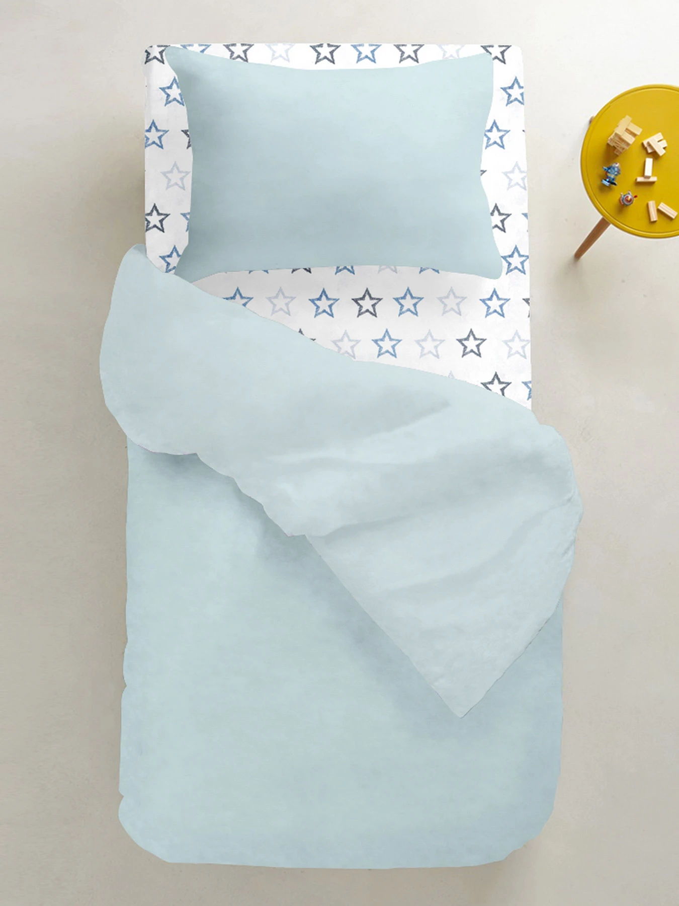 Детское постельное белье в кроватку SKYEY Cosas модель Ranfors_LightBlue_StClGreyBlue_140 Фото