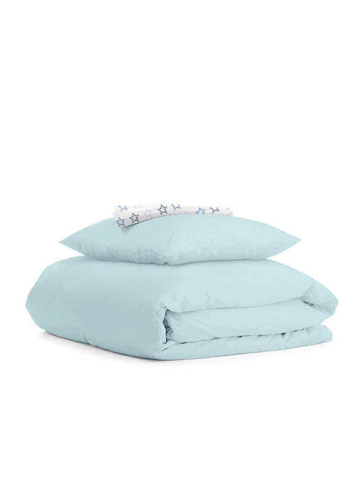 Дитяча постільна білизна в ліжечко SKYEY Cosas модель Ranfors_LightBlue_StClGreyBlue_140 Фото